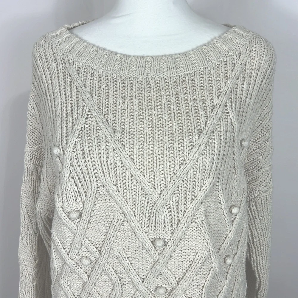 J. Crew cream knit sweater oversized small